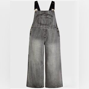 CIDER Women Plus Size Denim Overall Wide Leg with Pockets size 1x washed black